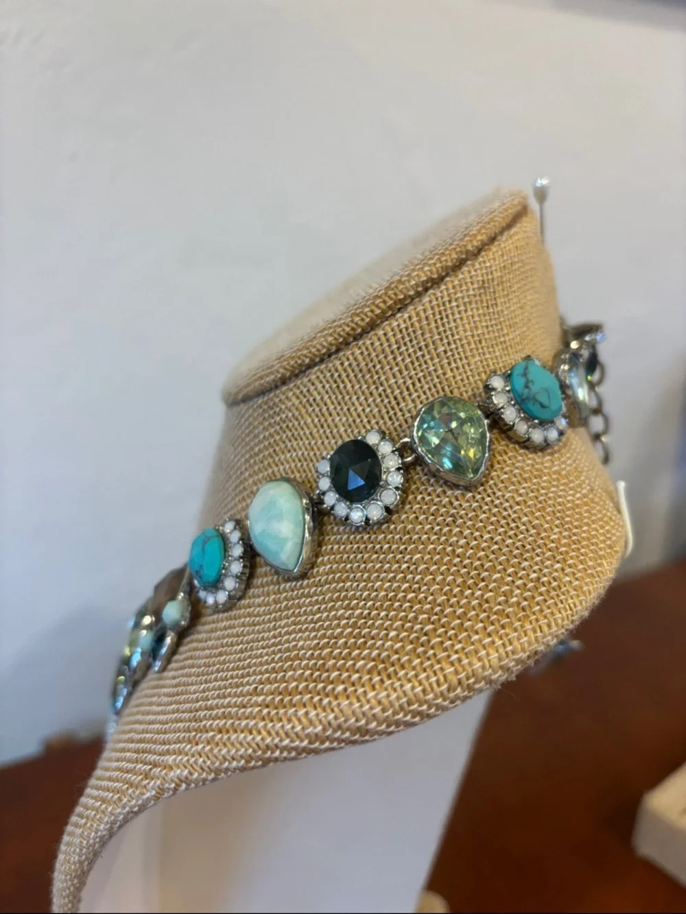Chloe + Isabel Peacock Plumes Turquoise & Crystal Collar Necklace & Bracelet Set